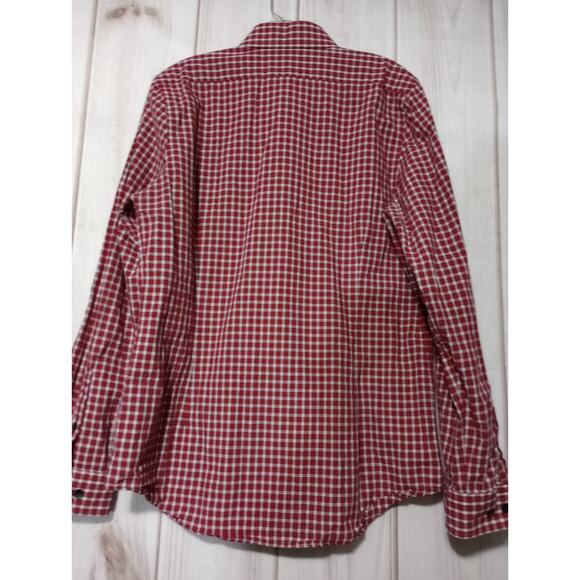 Express‎ Shirt Men's Large Red Plaid Extra Slim Fit Button Front Long Sleeve - Picture 2 of 7